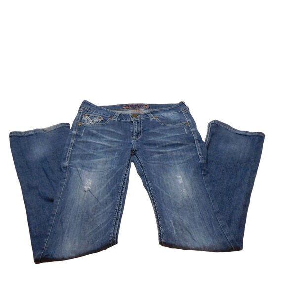 Philanthropie Denim - Women's Philanthropie Denim Distressed Blue Jeans Sz.11/12 Rhinestone Pockets